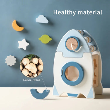 EcoToys SpaceBlocks | Educación y Diversión - Set de Bloques de Cohete de Madera